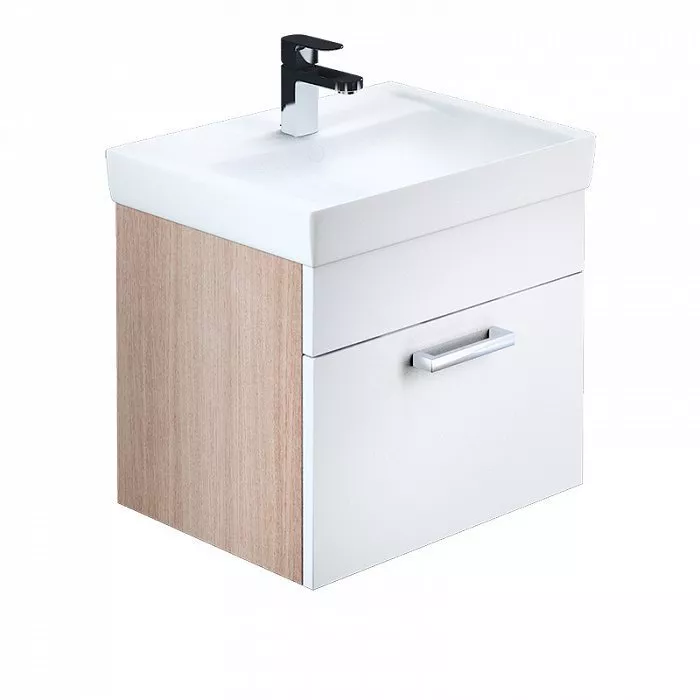 

Тумба с раковиной IDDIS Mirro 50 подвесная белая/под дерево (MIR50W0i95K)