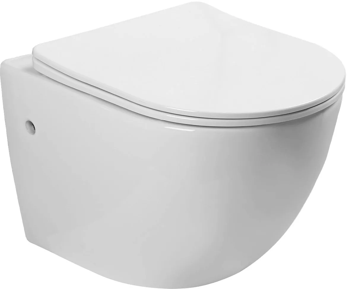 

Унитаз подвесной SantiLine SL-5018 безободковый, с микролифтом, Белый