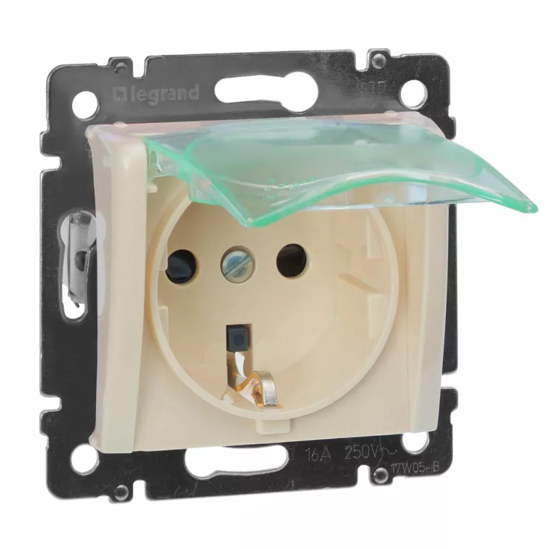 

Розетка 2К+З Legrand Valena 16A 250V с/з со шторками крышкой винтовой зажим немецкий стандарт слоновая кость 774120