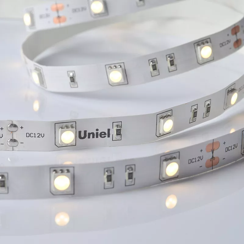 

Светодиодная лента Uniel ULS-M22-5050-30LED/m-10mm-IP20-DC12V-7,2W/m-5M-3000K PROFI катушка в герметичной упаковке