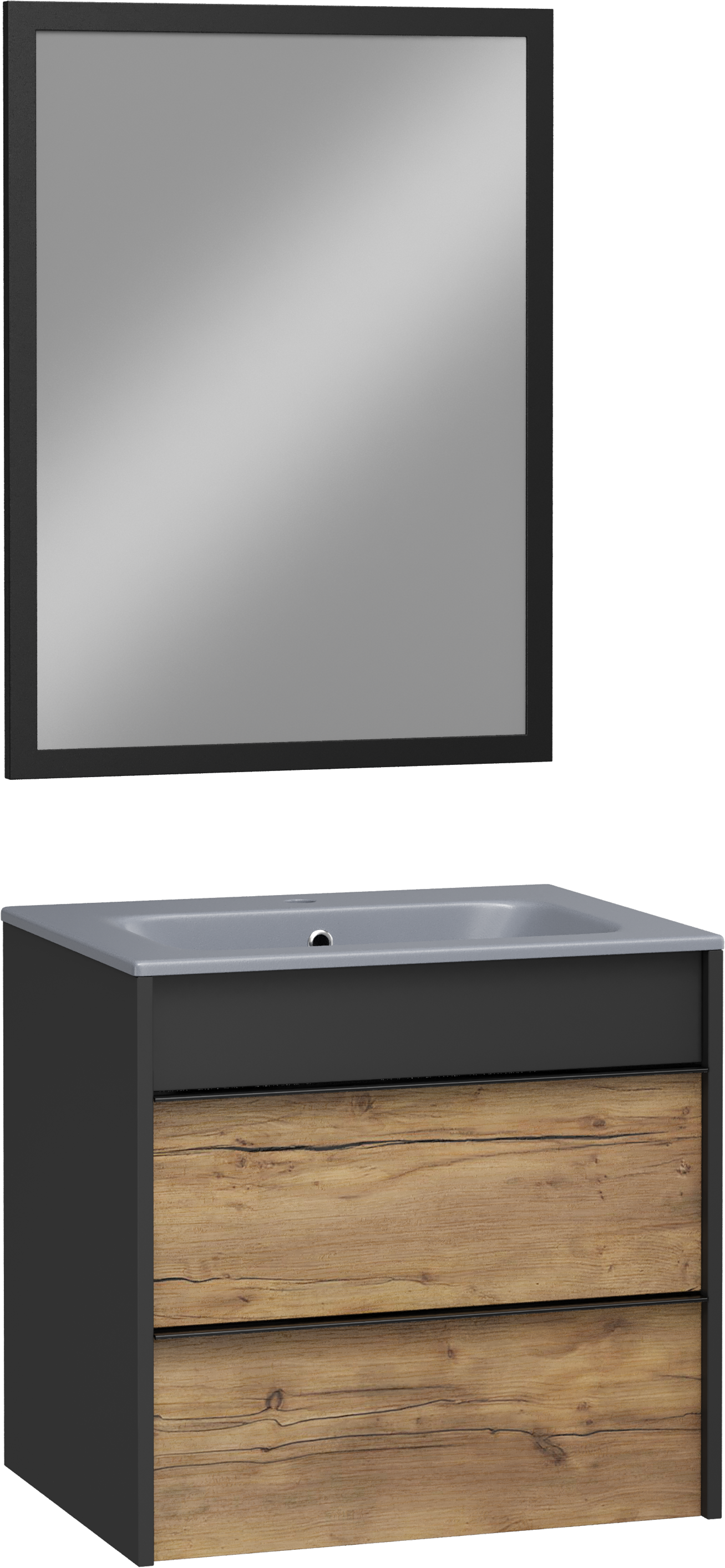 

Мебель для ванной комнаты STWORKI Гриндстед 60 дуб таксония, антрацит матовый, раковина 43061-112-KL антрацит