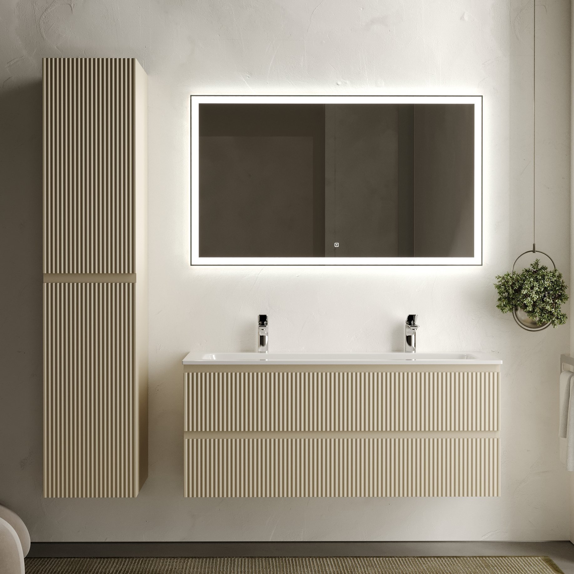 

Мебель для ванной комнаты Sancos Snob R 120 см, beige soft, раковина CN7016
