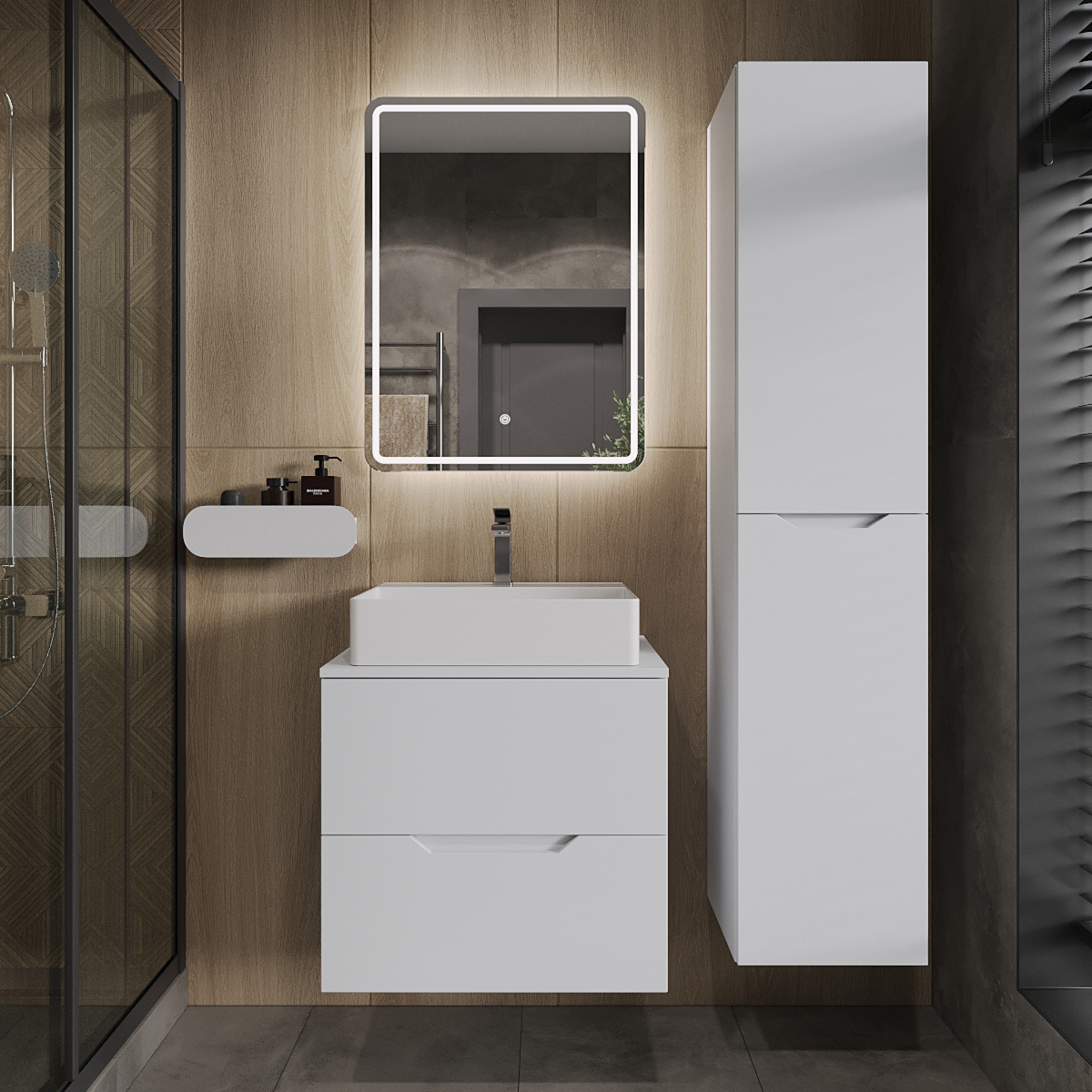 

Мебель для ванной комнаты Orange Line 60 подвесная, 2 ящика, матовая белая с раковиной B04-500W