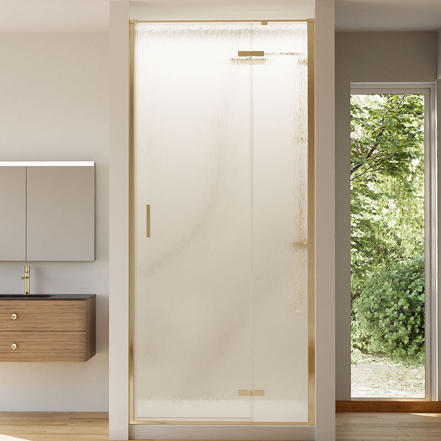 

Душевая дверь в нишу Veconi Vianno VN-73RG/R 80 см, профиль брашированное золото, стекло текстурное дождь