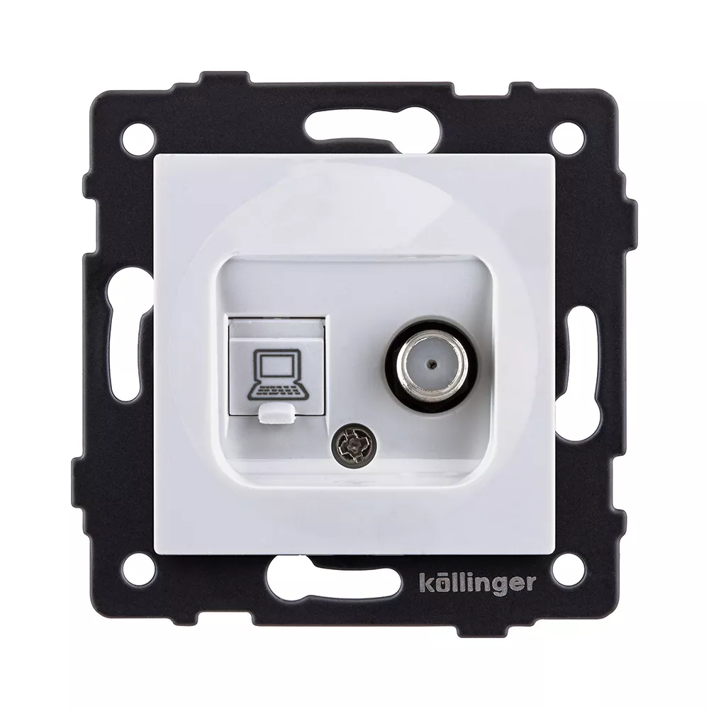 Розетка двойная спутниковая SAT + RJ45 Cat.6, белый Kollinger REA-022WH для Aspekt, Eleganz, Reflex