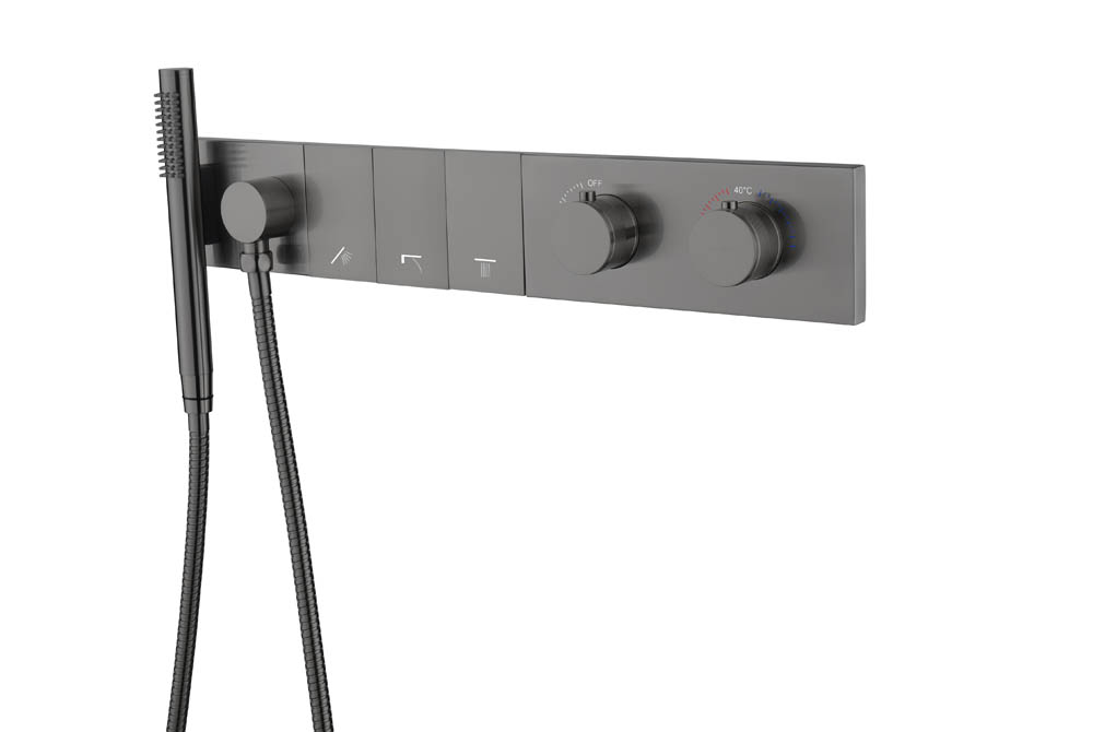 Смеситель ZODIAC THERMO с ручным душем GUN METAL