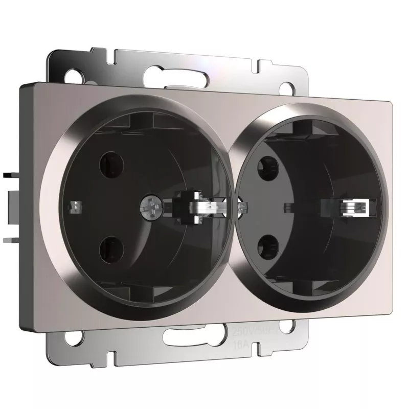 

Розетка двойная с заземлением Werkel глянцевый никель W1172002 4690389158094