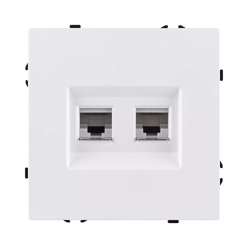 Розетка двойная Ethernet RJ45 Cat.6, белый матовый Kollinger Eclipse EC-018WH