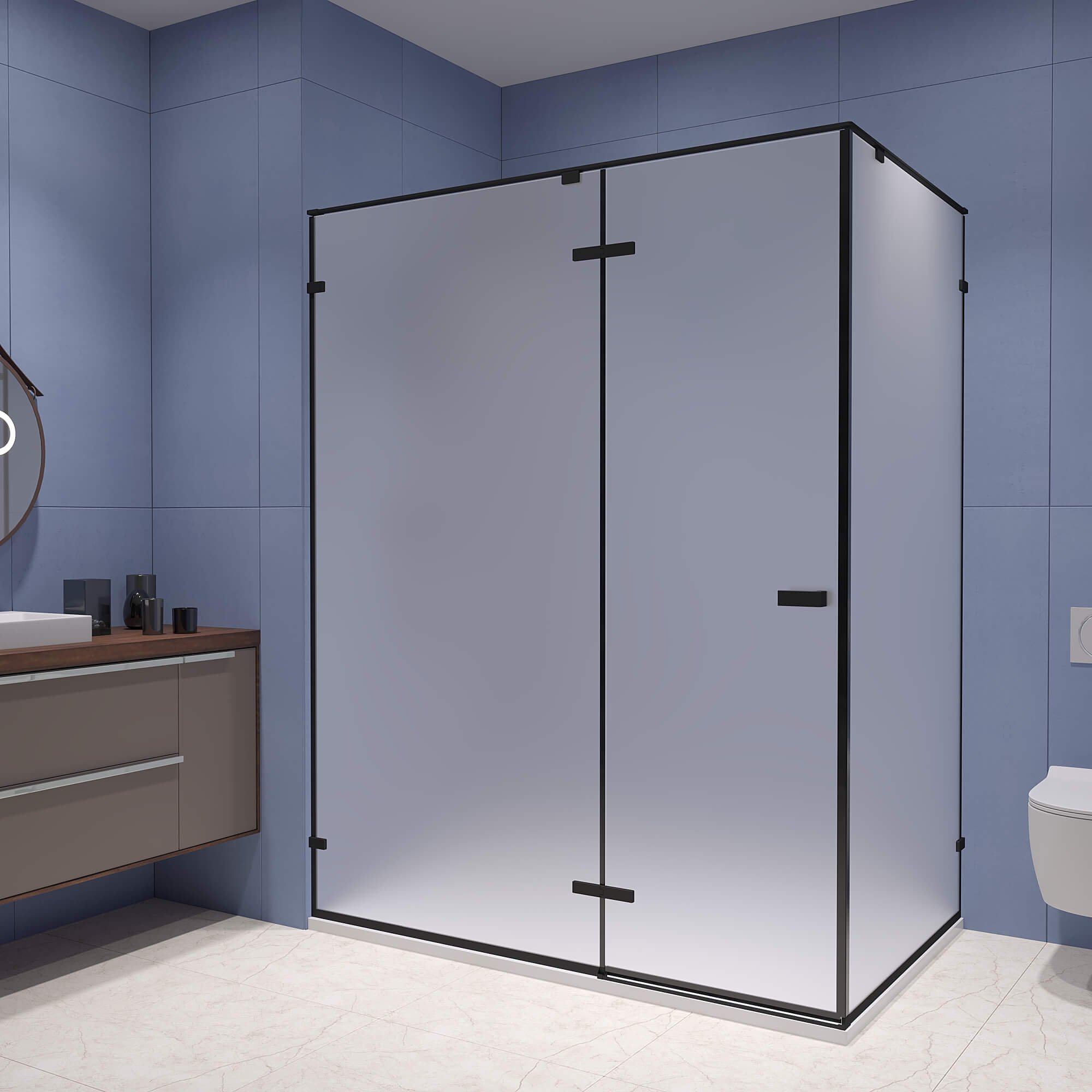 

Душевой уголок RGW Stilvoll SV-040 120х100 профиль черный, стекло матовое