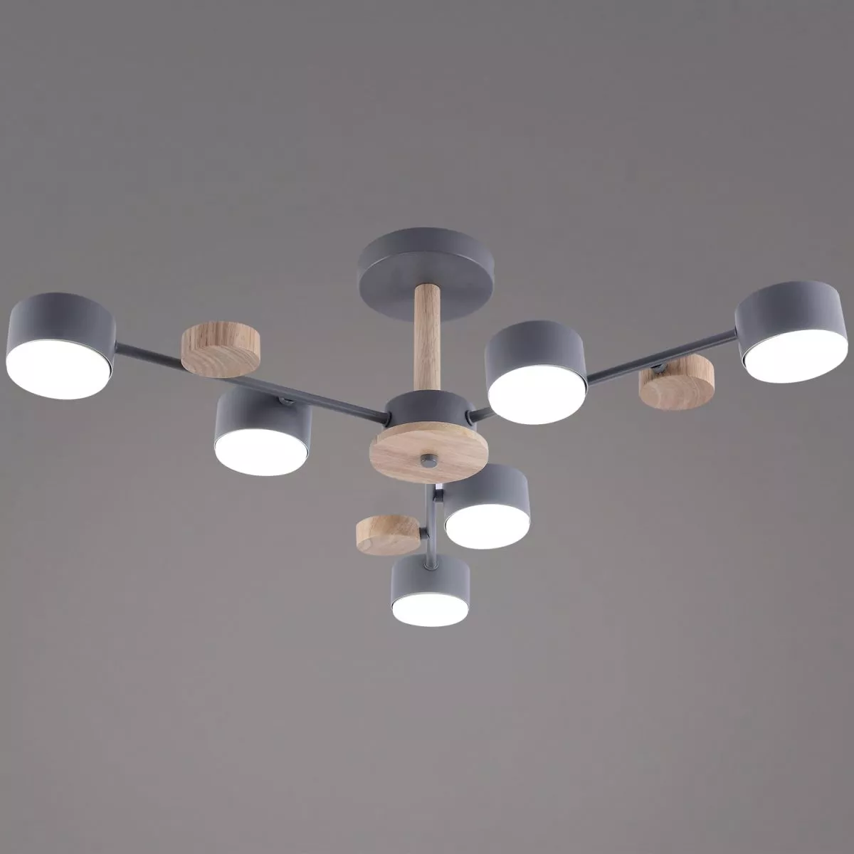 

Люстра на штанге Reluce 03758-0.3-06 GREY+WOOD GX53