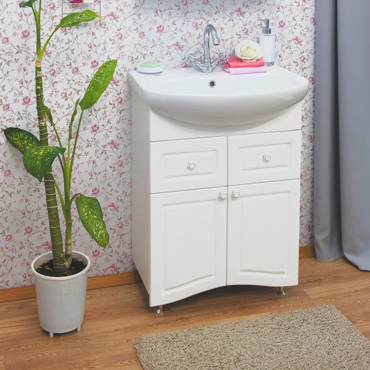 

Тумба с раковиной Sanflor Софи 65 белый матовый