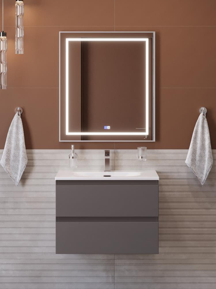 

Мебель для ванной комнаты BelBagno Kraft 70 подвесная, матовая темно-серая, раковина bb-8099-70