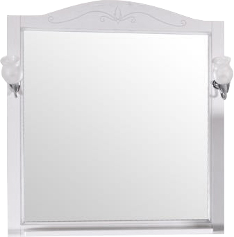 

Зеркало ASB-Woodline Салерно 80 с подсветкой, с полкой, белое, патина серебро