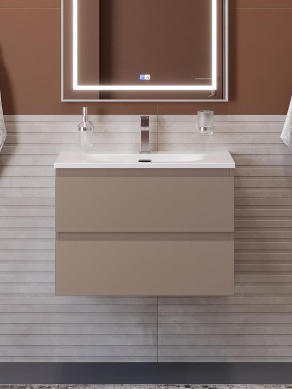 

Тумба с раковиной BelBagno Kraft 70 подвесная, матовая бежевая, раковина bb-8099-70