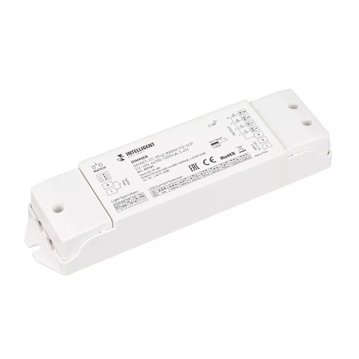 

Диммер Arlight SMART-CC-2042-RGBW-PD-SUF (12-48V, 4x350-1200mA, 2.4G) 037421