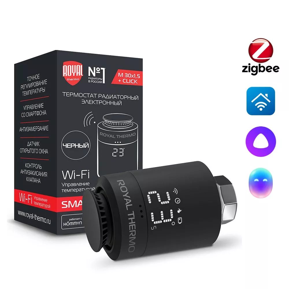 

Термостат радиаторный электронный Royal Thermo Smart Heat, черный