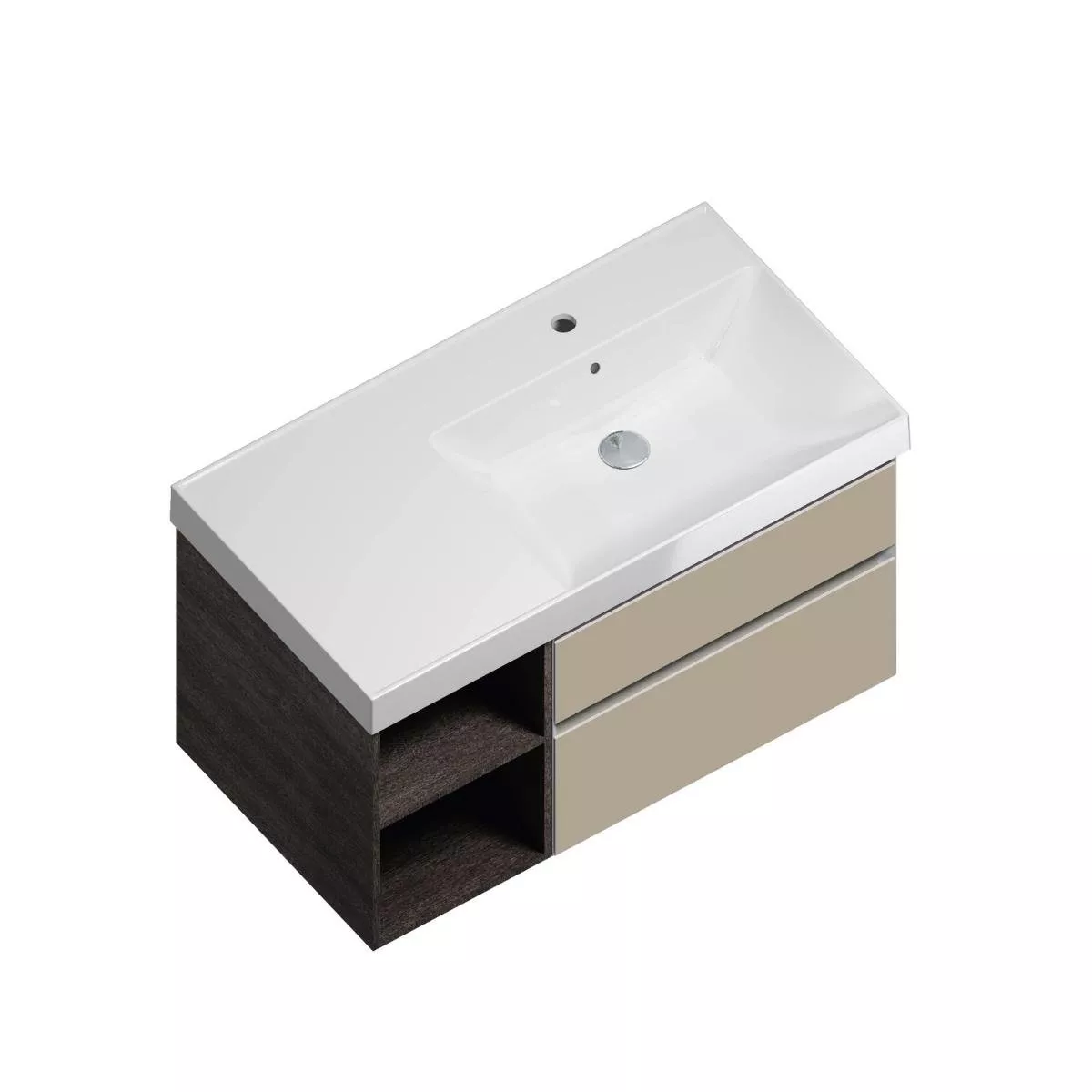 

Тумба под раковину Kerama Marazzi Cubo 90 правая, лимо матовый/темное дерево