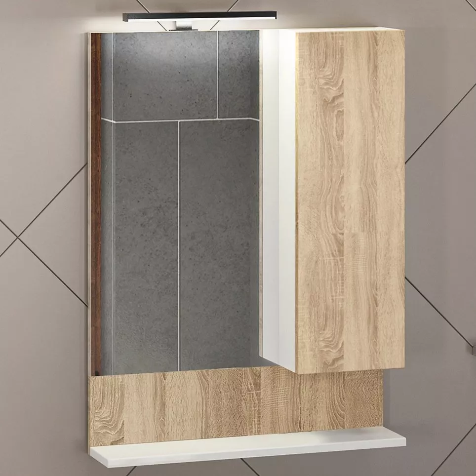 

Зеркало-шкаф Comforty Рига 60 дуб сонома