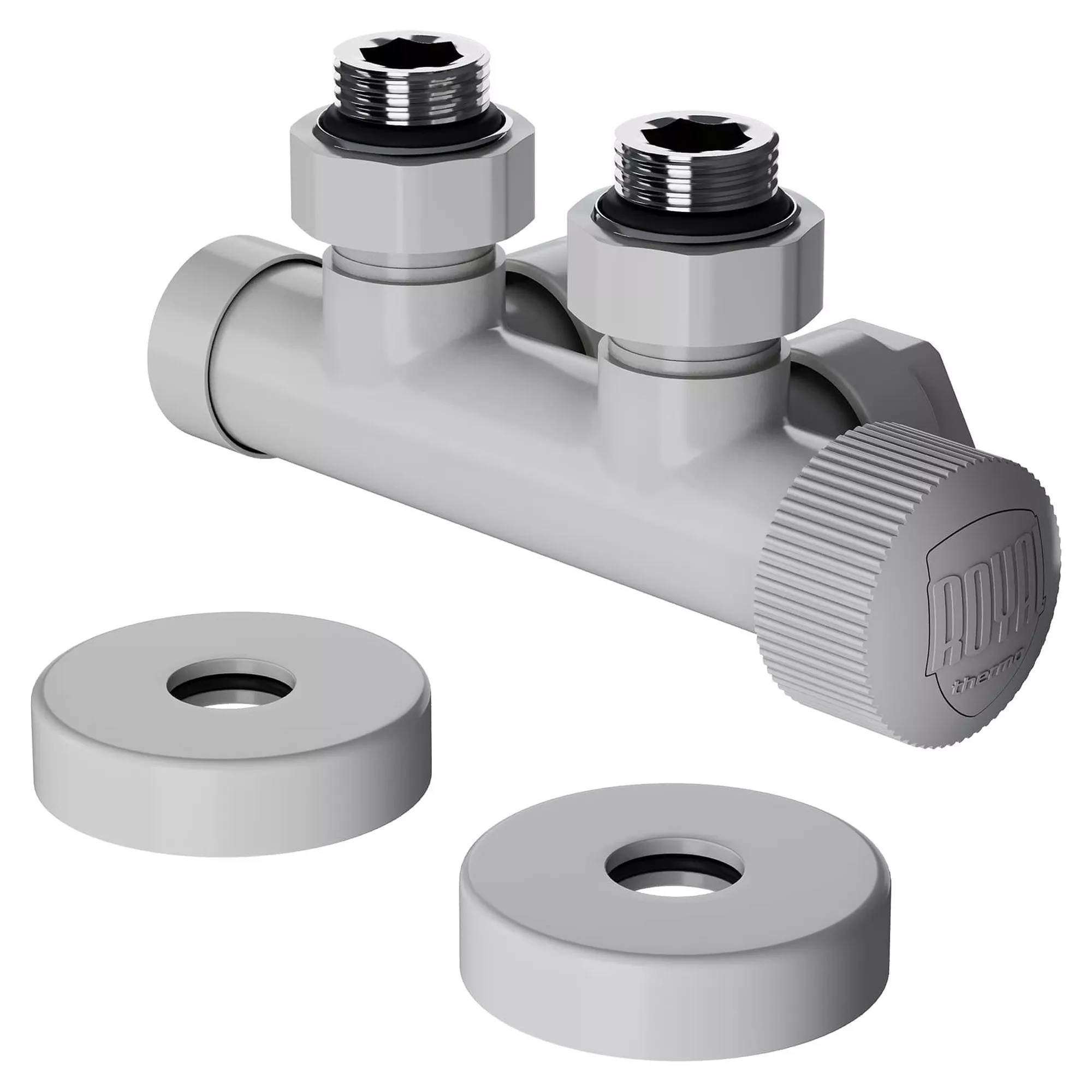 

Узел нижнего подключения термостатический угловой Royal Thermo Design Pro 15мм М30х1,5 (Белый)