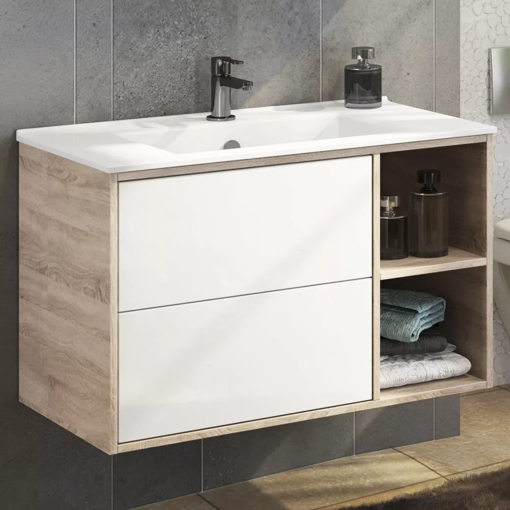 

Тумба с раковиной Comforty Гамбург 90 дуб сонома