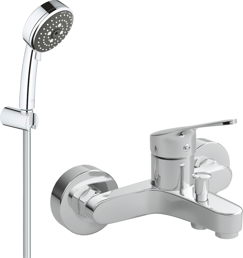 Смеситель для ванны с душем MEGA Delta MG-SRN100 + Душевой гарнитур Grohe Vitalio Comfort 26176000 хром