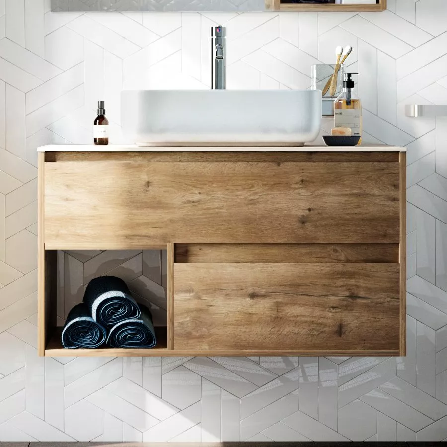 

Тумба с раковиной STWORKI Карлстад 90 дуб рустикальный, роверелла