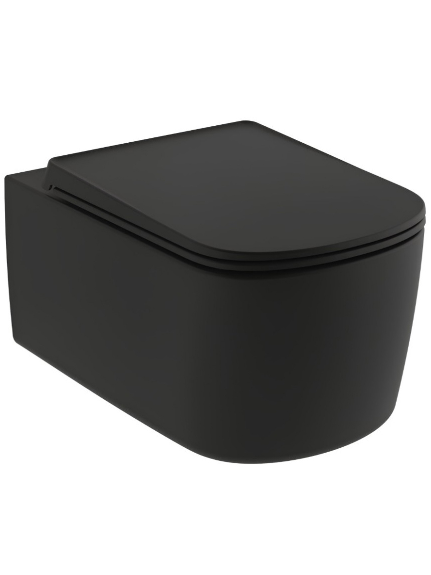 Унитаз подвесной Kludi RESA S 27WCSET39 безободковый с микролифтом черный матовый 60821₽